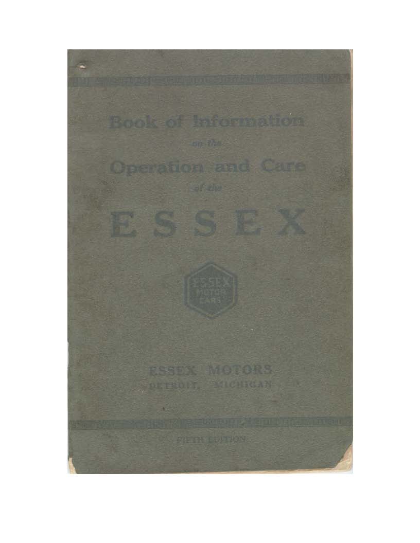 1919 Essex Instruction Book